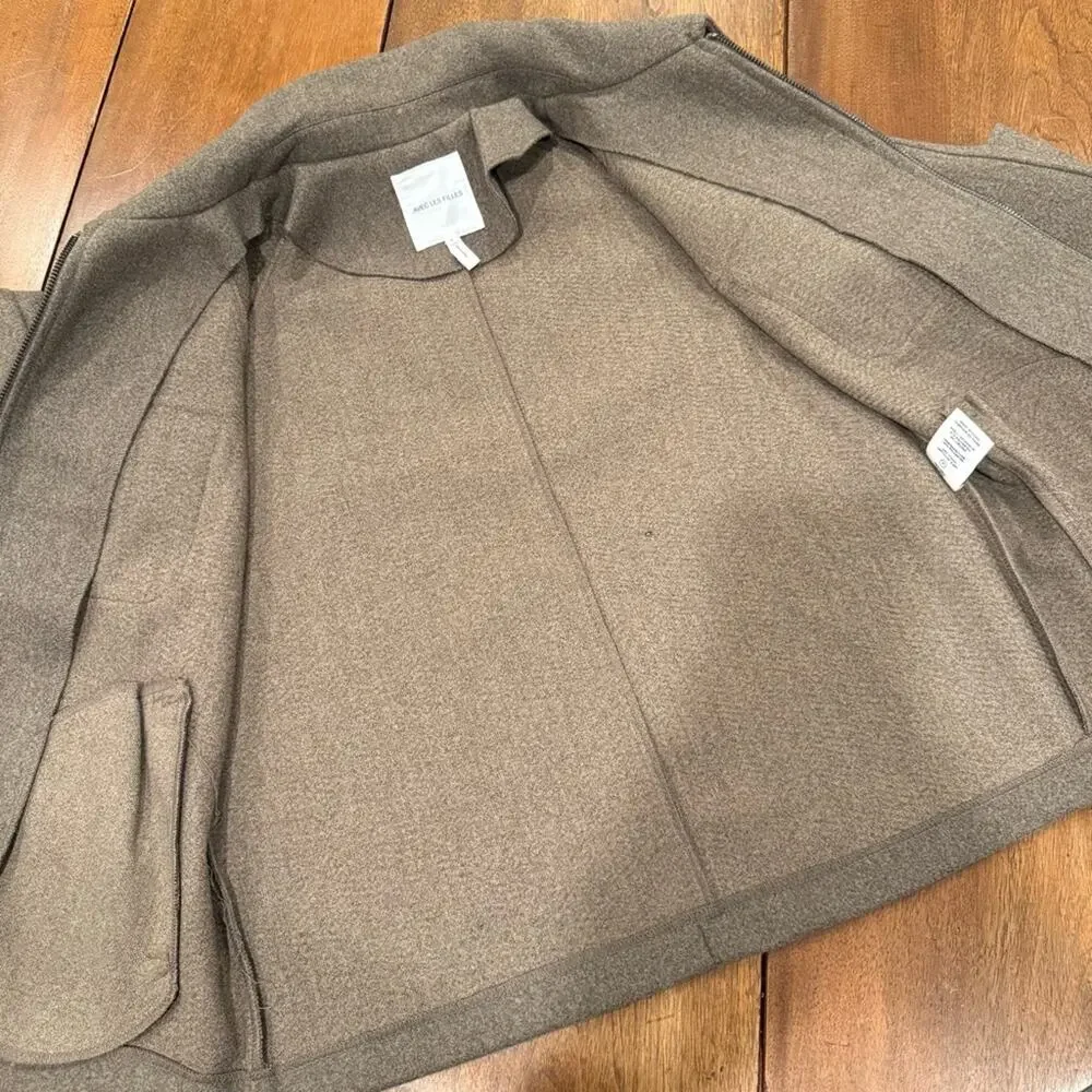 Avec‎ Les Filles Felted Zip Shacket Coat Oatmeal Brown Small Fall Anthropologie - Picture 9 of 16
